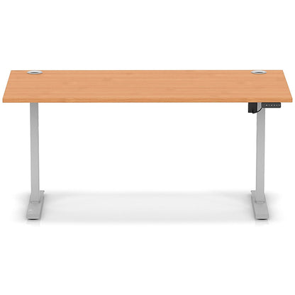 Air Lite 1600mm Height Adjustable Office Desk, Silver Leg, Beech
