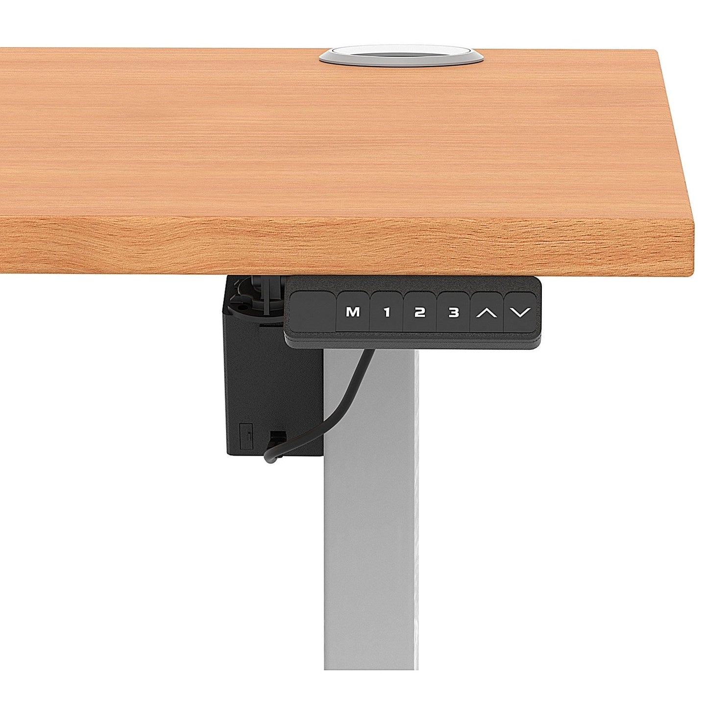 Air Lite 1600mm Height Adjustable Office Desk, Silver Leg, Beech Easy2Order : HA03985