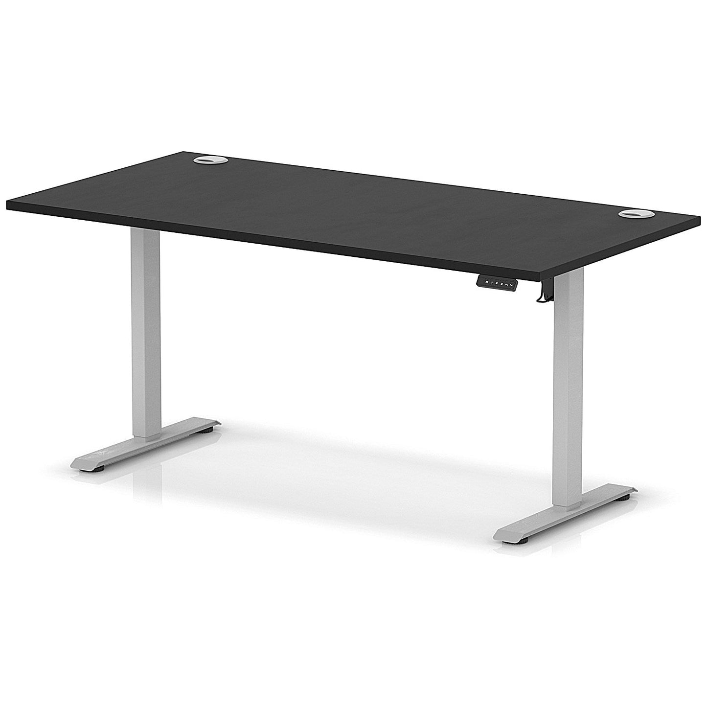 Air Lite 1600mm Height Adjustable Office Desk, Silver Leg, Black