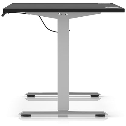 Air Lite 1600mm Height Adjustable Office Desk, Silver Leg, Black