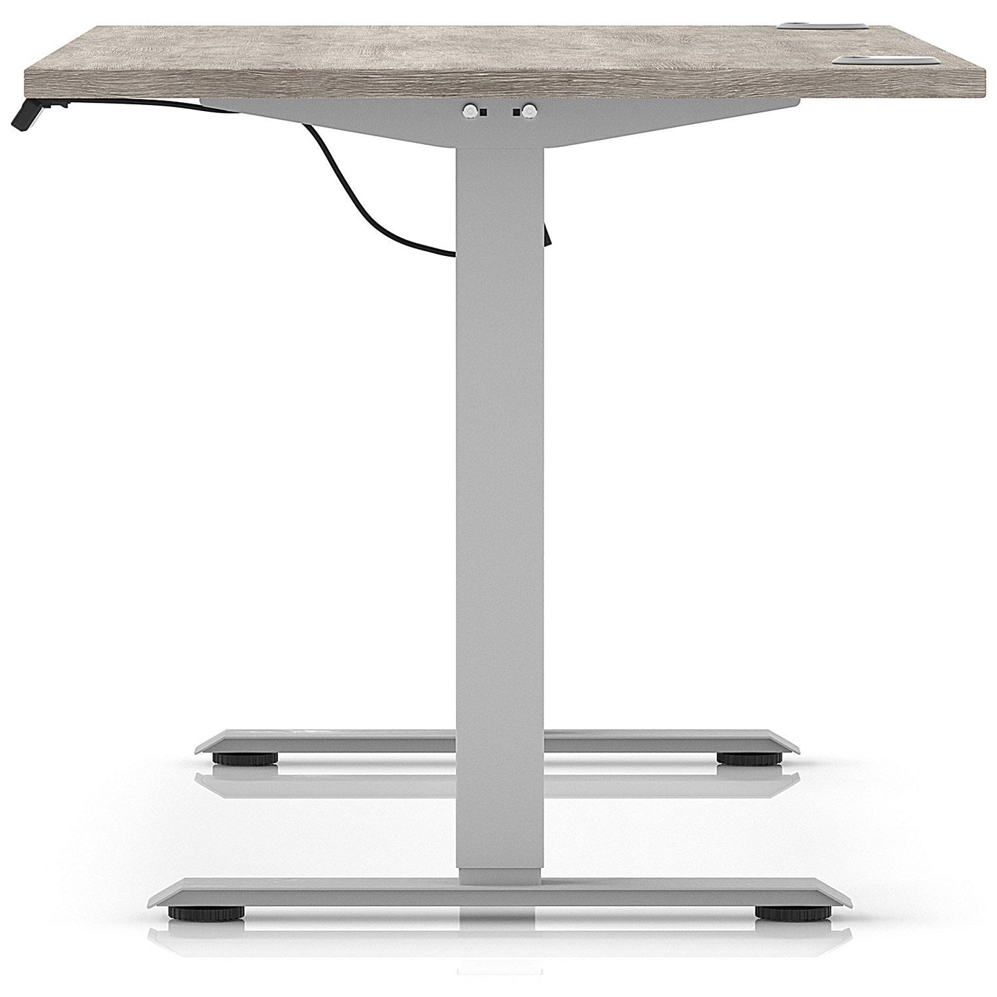 Air Lite 1600mm Height Adjustable Office Desk, Silver Leg, Grey Oak