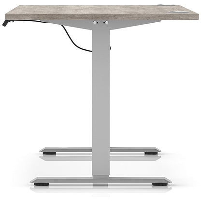 Air Lite 1600mm Height Adjustable Office Desk, Silver Leg, Grey Oak