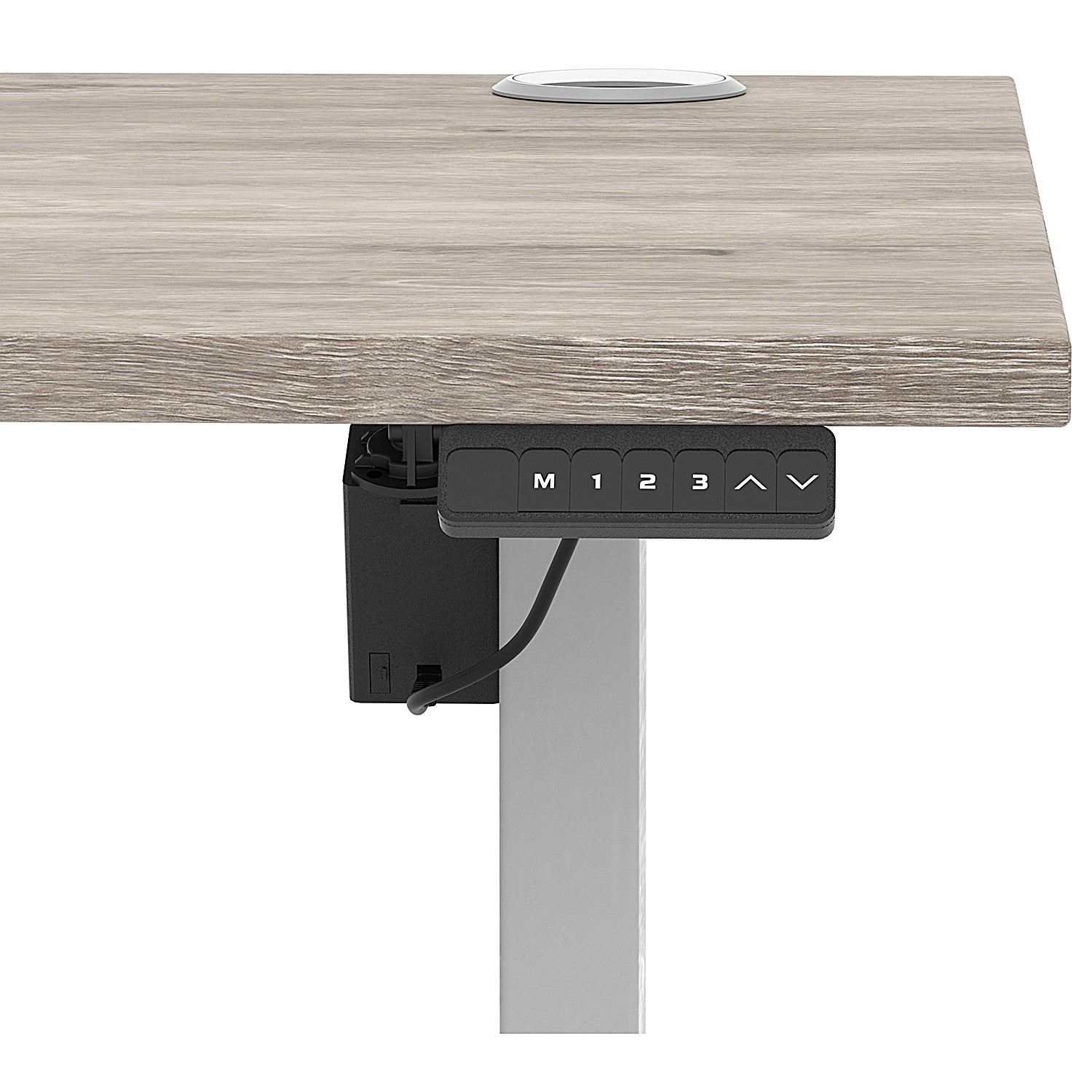 Air Lite 1600mm Height Adjustable Office Desk, Silver Leg, Grey Oak Easy2Order : HA03987