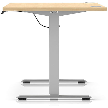 Air Lite 1600mm Height Adjustable Office Desk, Silver Leg, Maple