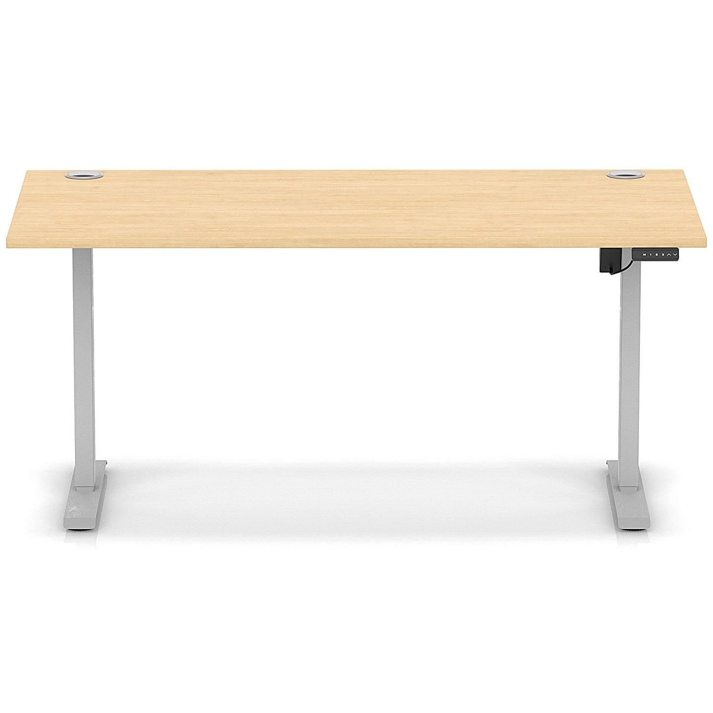 Air Lite 1600mm Height Adjustable Office Desk, Silver Leg, Maple