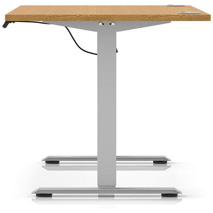 Air Lite 1600mm Height Adjustable Office Desk, Silver Leg, Oak