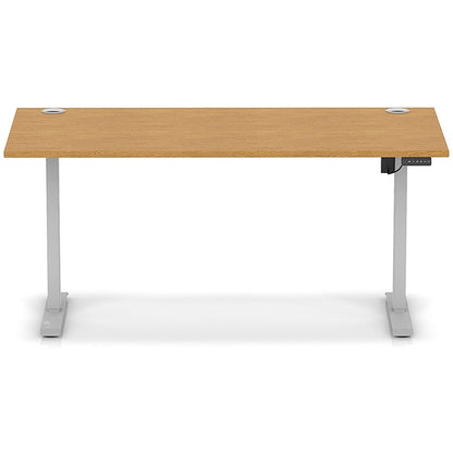 Air Lite 1600mm Height Adjustable Office Desk, Silver Leg, Oak