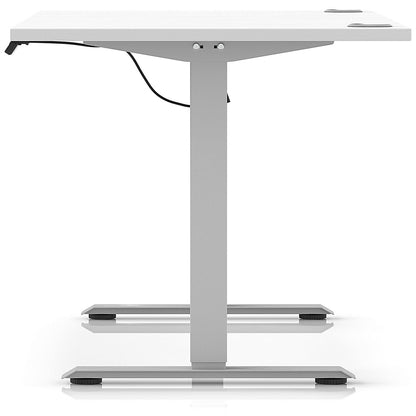 Air Lite 1600mm Height Adjustable Office Desk, Silver Leg, White