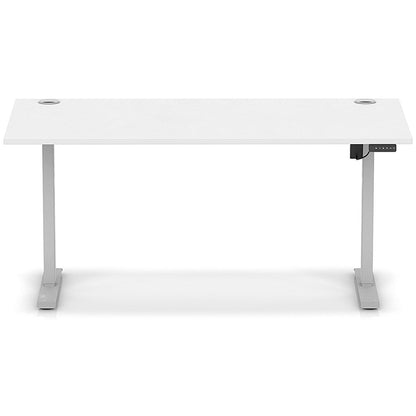 Air Lite 1600mm Height Adjustable Office Desk, Silver Leg, White