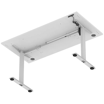 Air Lite 1600mm Height Adjustable Office Desk, Silver Leg, White