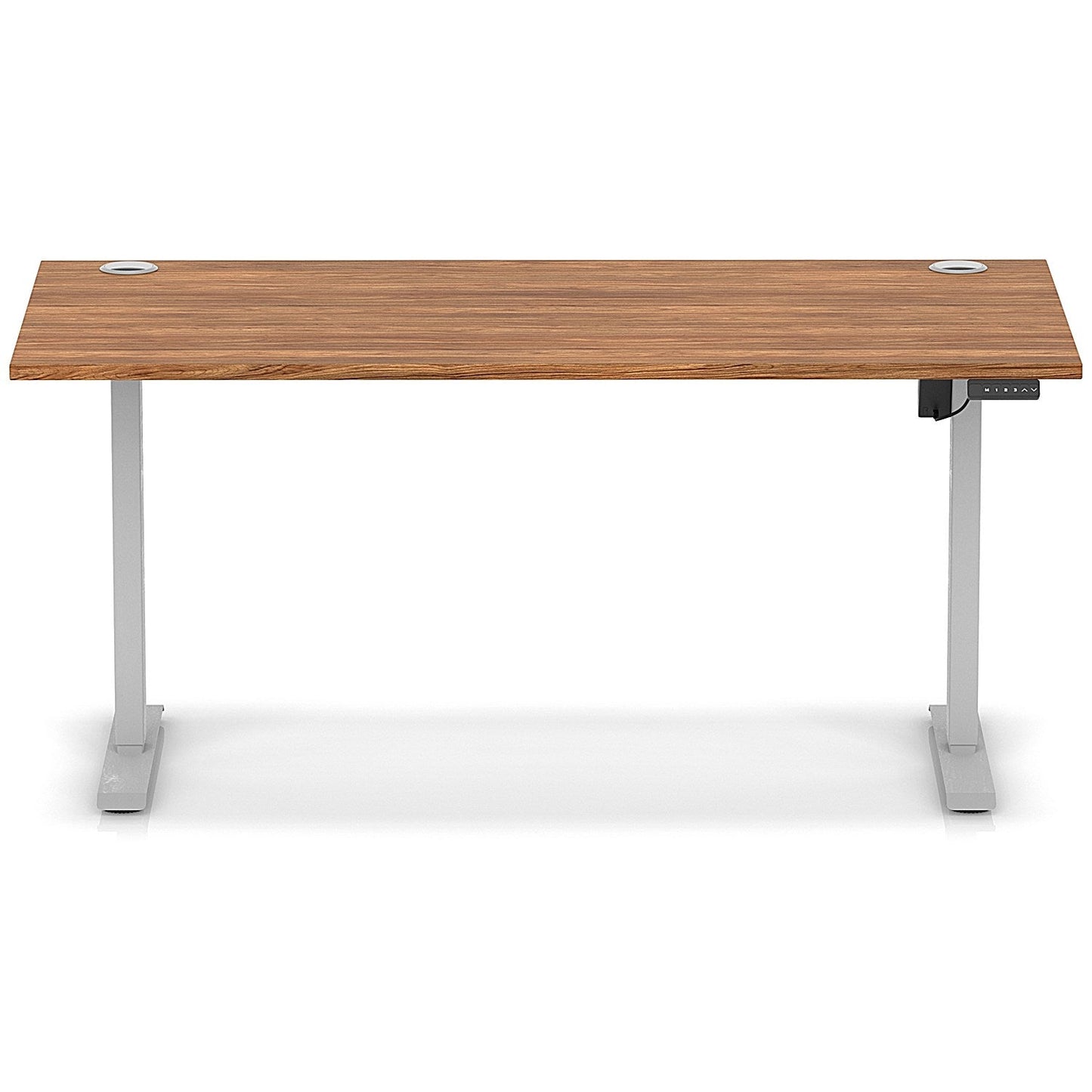 Air Lite 1600mm Height Adjustable Office Desk, Silver Leg, Walnut