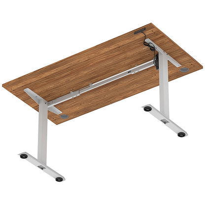 Air Lite 1600mm Height Adjustable Office Desk, Silver Leg, Walnut