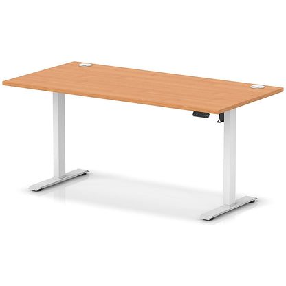 Air Lite 1600mm Height Adjustable Office Desk, White Leg, Beech