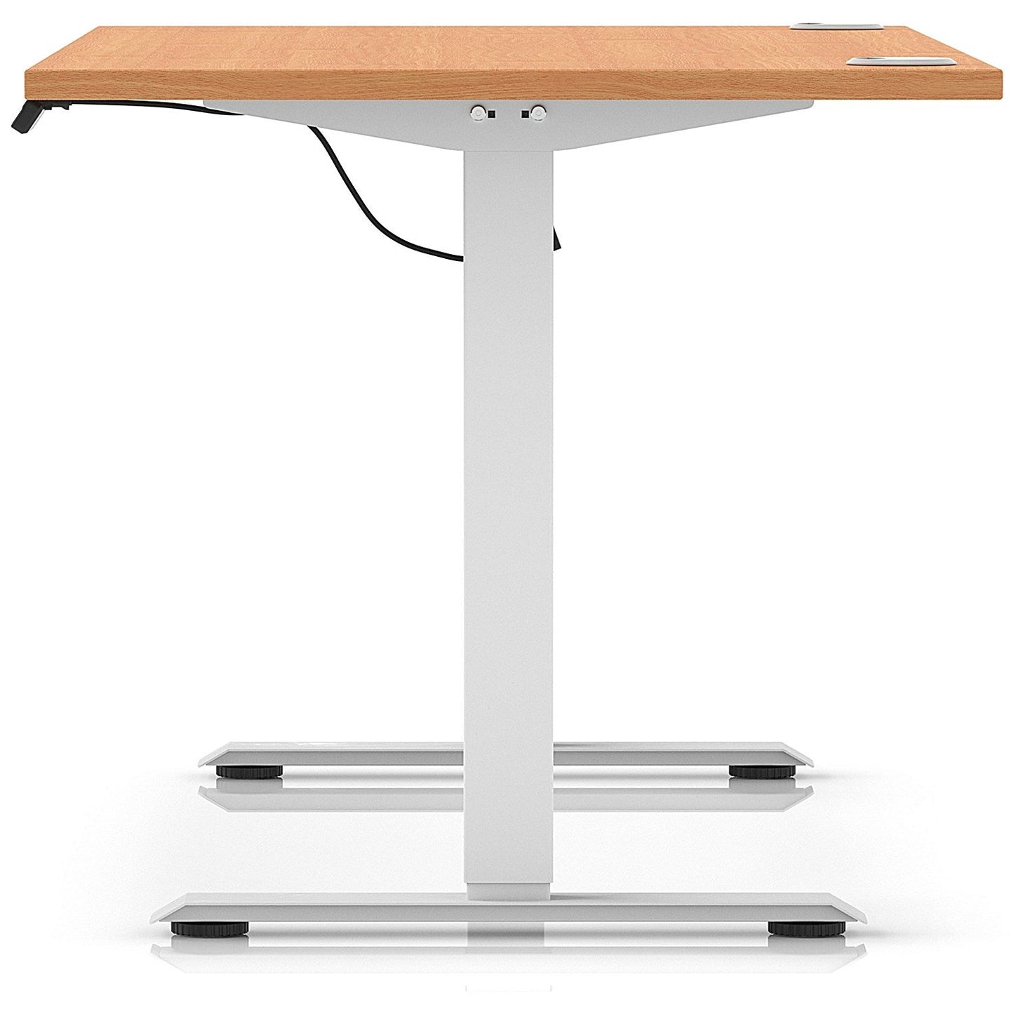 Air Lite 1600mm Height Adjustable Office Desk, White Leg, Beech