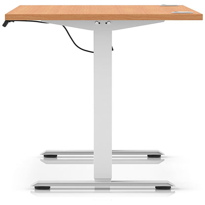 Air Lite 1600mm Height Adjustable Office Desk, White Leg, Beech