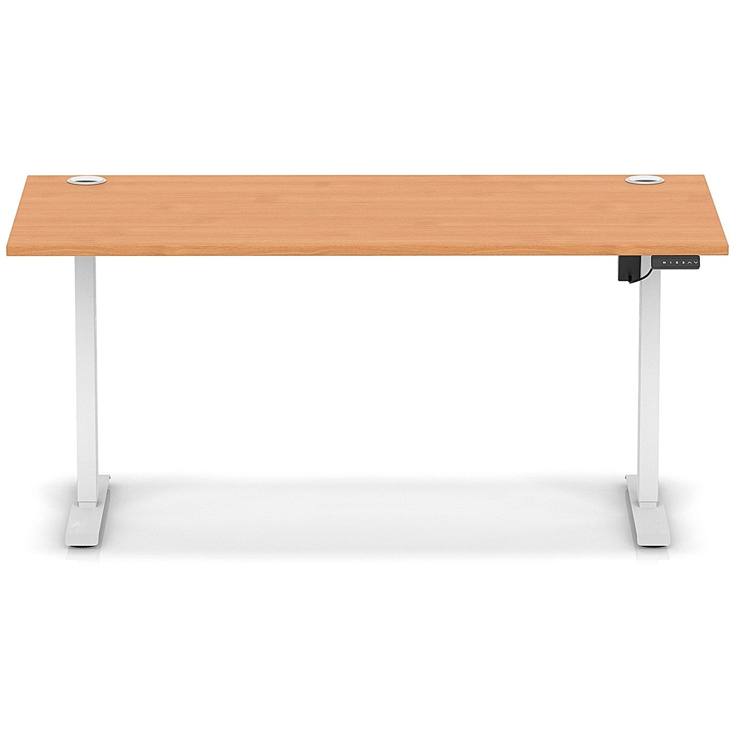 Air Lite 1600mm Height Adjustable Office Desk, White Leg, Beech