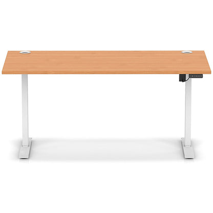Air Lite 1600mm Height Adjustable Office Desk, White Leg, Beech