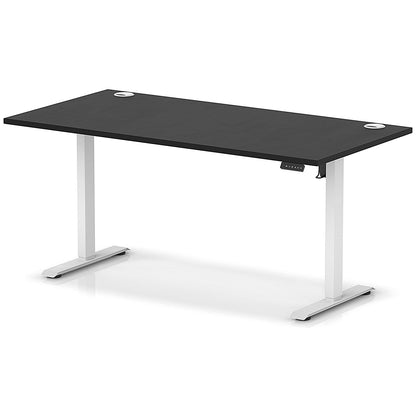 Air Lite 1600mm Height Adjustable Office Desk, White Leg, Black