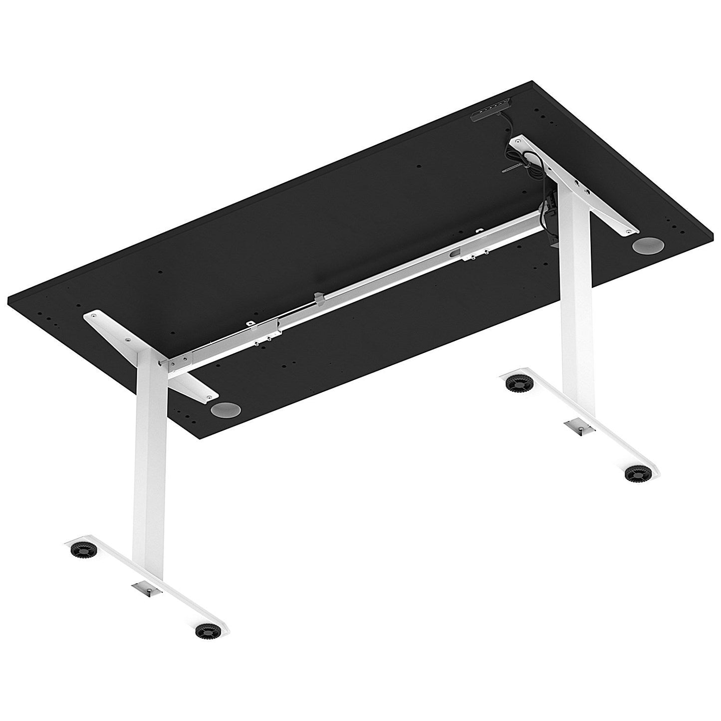 Air Lite 1600mm Height Adjustable Office Desk, White Leg, Black