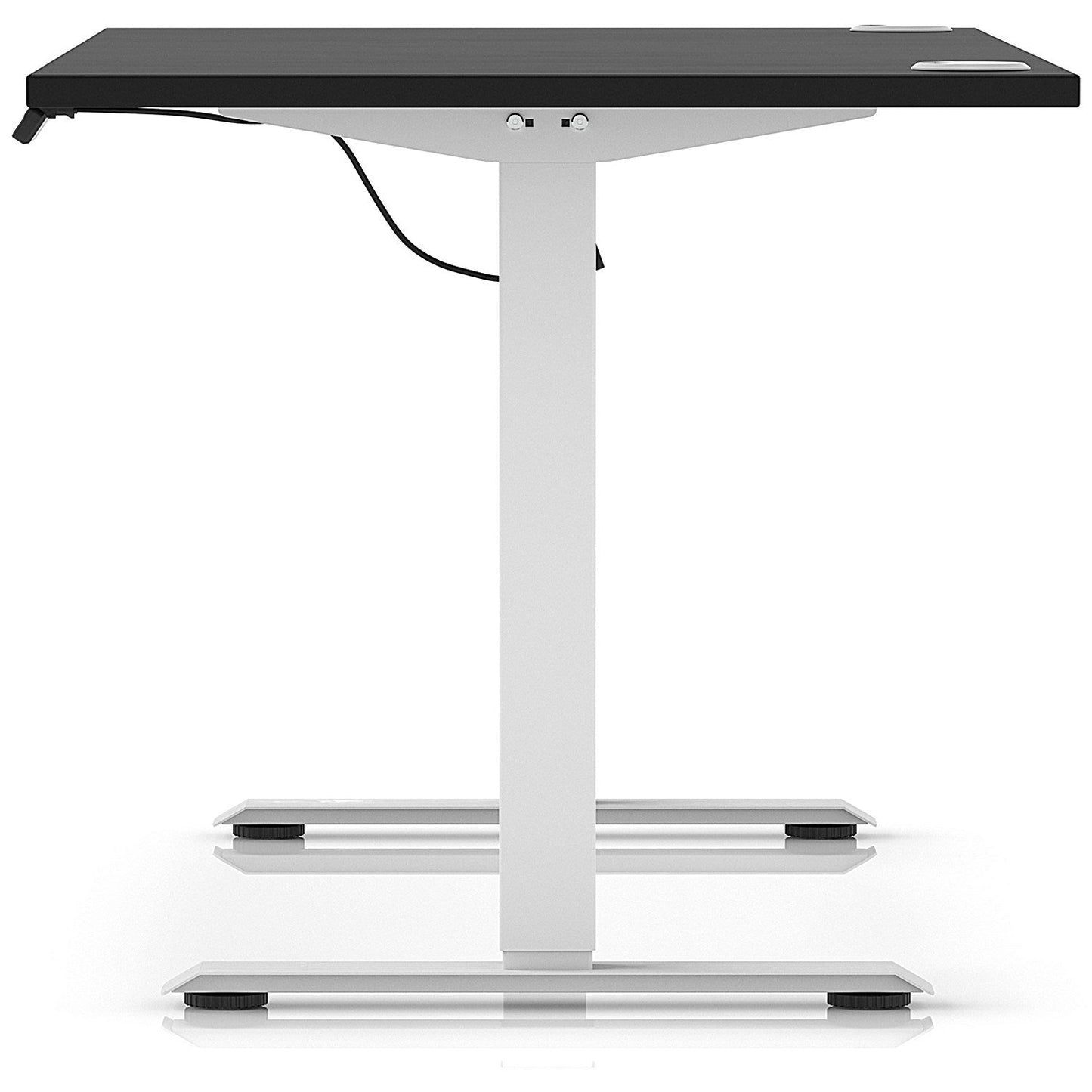 Air Lite 1600mm Height Adjustable Office Desk, White Leg, Black