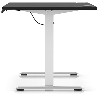 Air Lite 1600mm Height Adjustable Office Desk, White Leg, Black