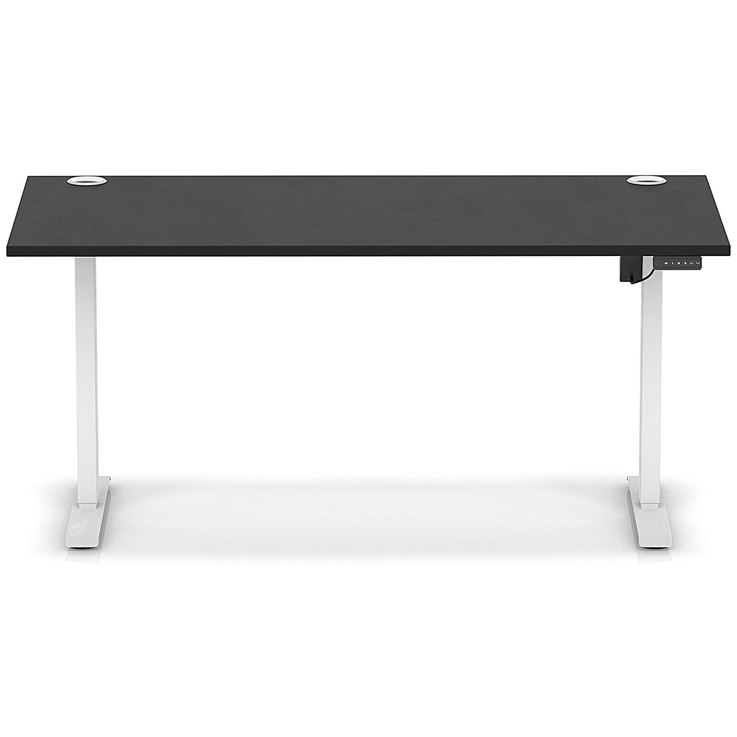 Air Lite 1600mm Height Adjustable Office Desk, White Leg, Black