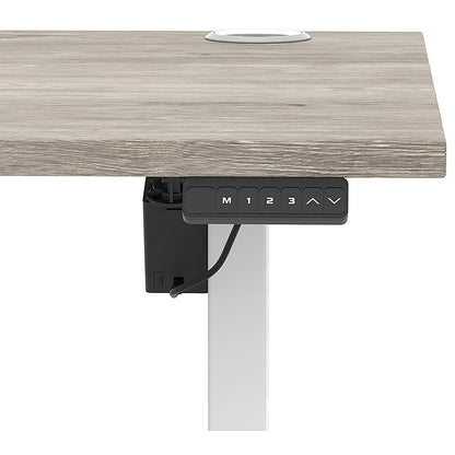 Air Lite 1600mm Height Adjustable Office Desk, White Leg, Grey Oak Easy2Order : HA03994