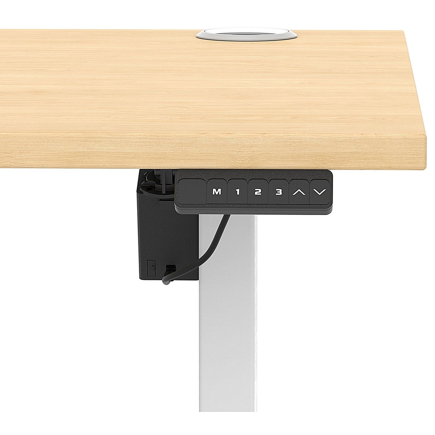 Air Lite 1600mm Height Adjustable Office Desk, White Leg, Maple Easy2Order : HA03995