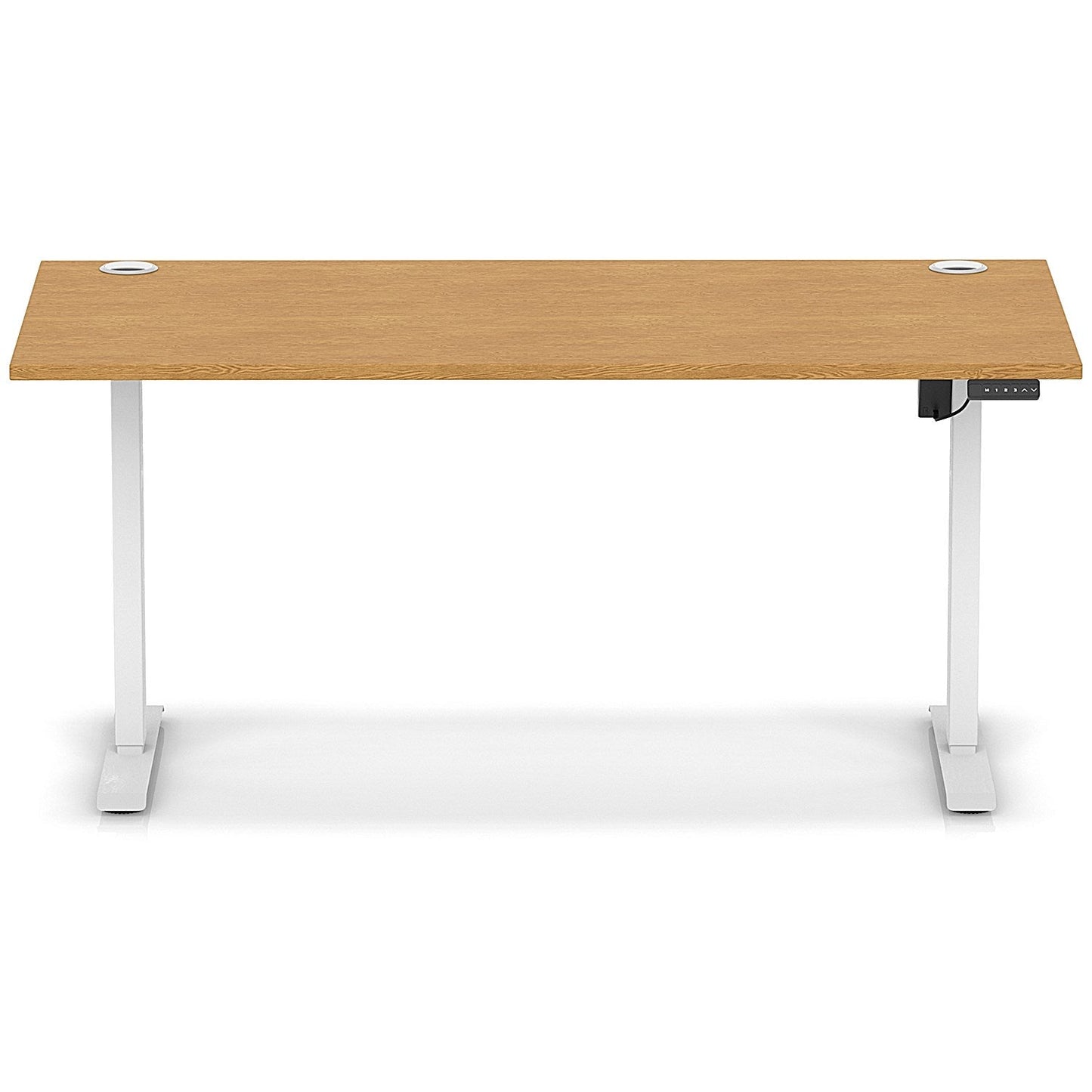 Air Lite 1600mm Height Adjustable Office Desk, White Leg, Oak