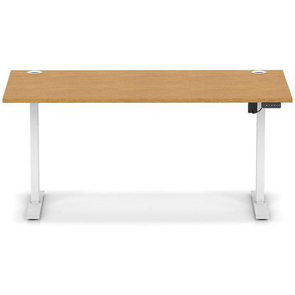 Air Lite 1600mm Height Adjustable Office Desk, White Leg, Oak