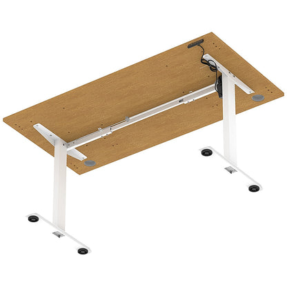 Air Lite 1600mm Height Adjustable Office Desk, White Leg, Oak