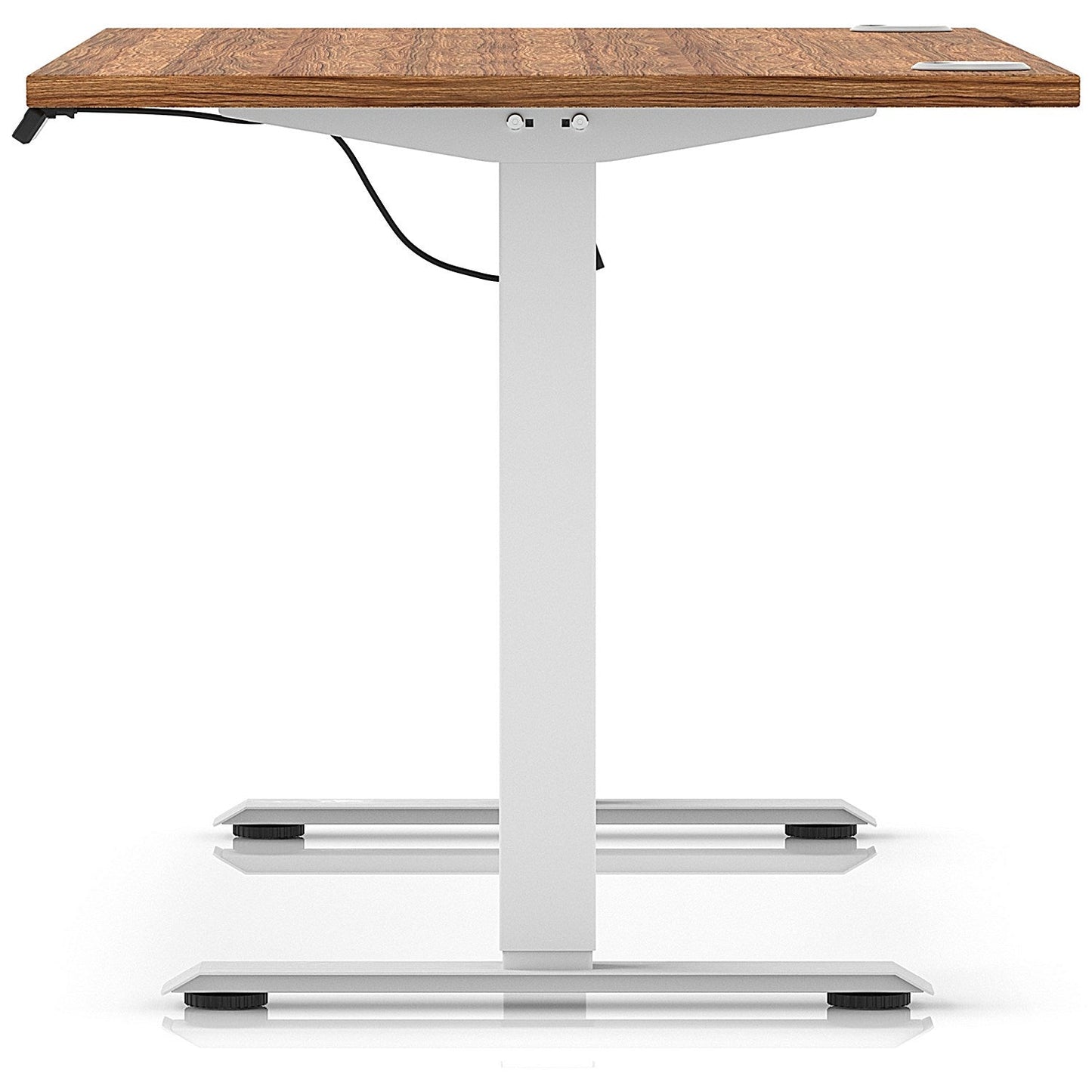 Air Lite 1600mm Height Adjustable Office Desk, White Leg, Walnut