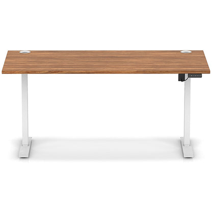 Air Lite 1600mm Height Adjustable Office Desk, White Leg, Walnut