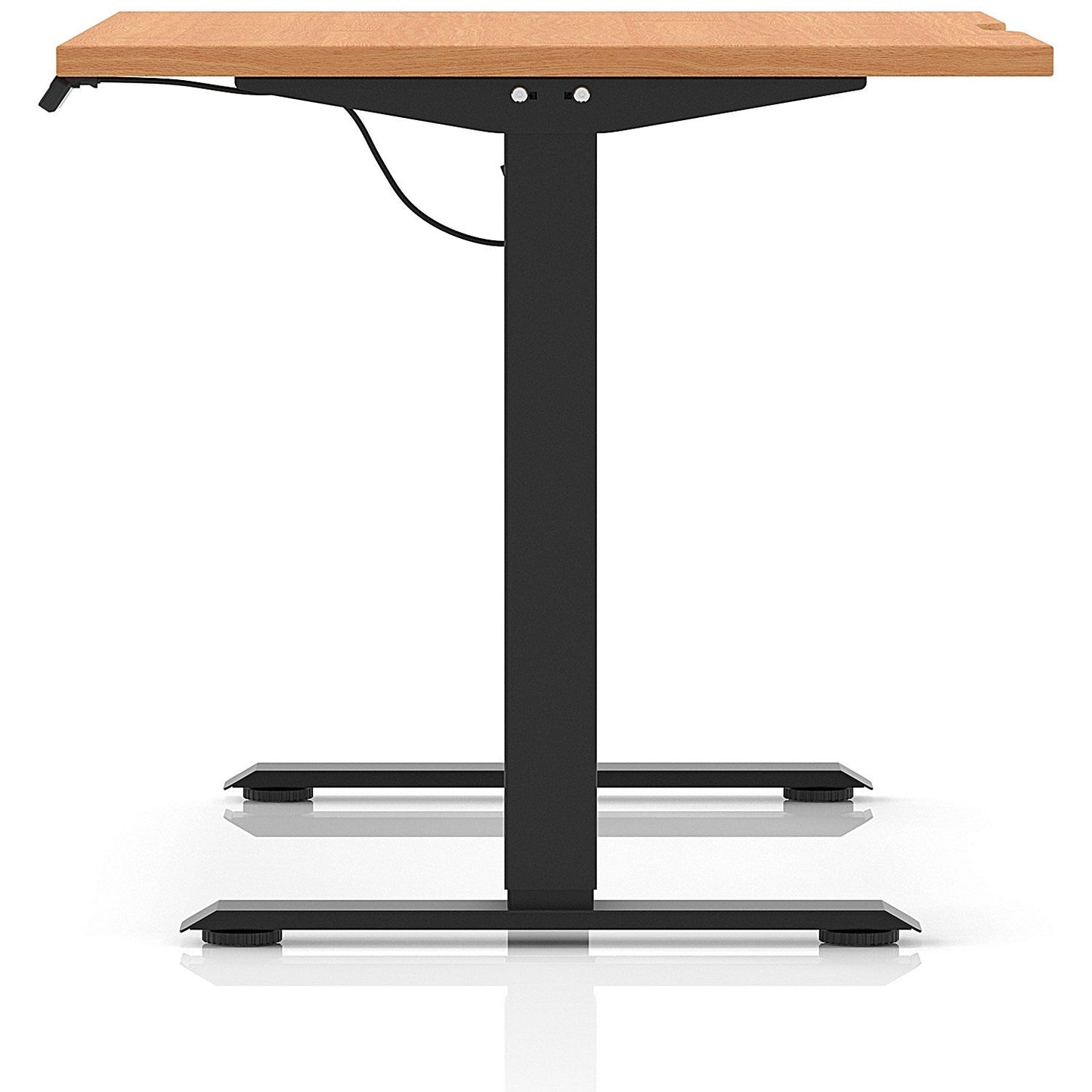Air 1200mm Scalloped Edge Height Adjustable Desk, Black Leg, Beech