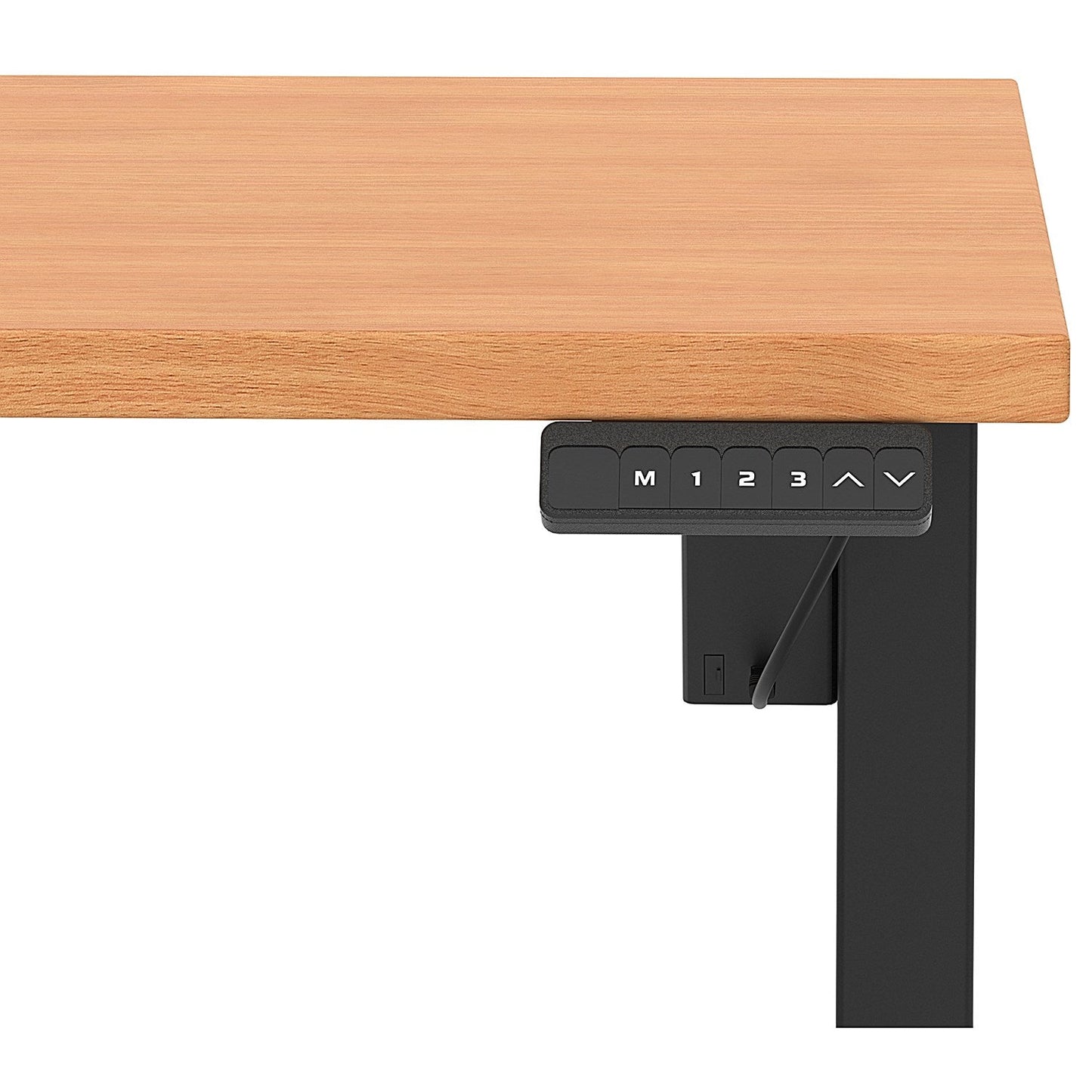 Air 1200mm Scalloped Edge Height Adjustable Desk, Black Leg, Beech