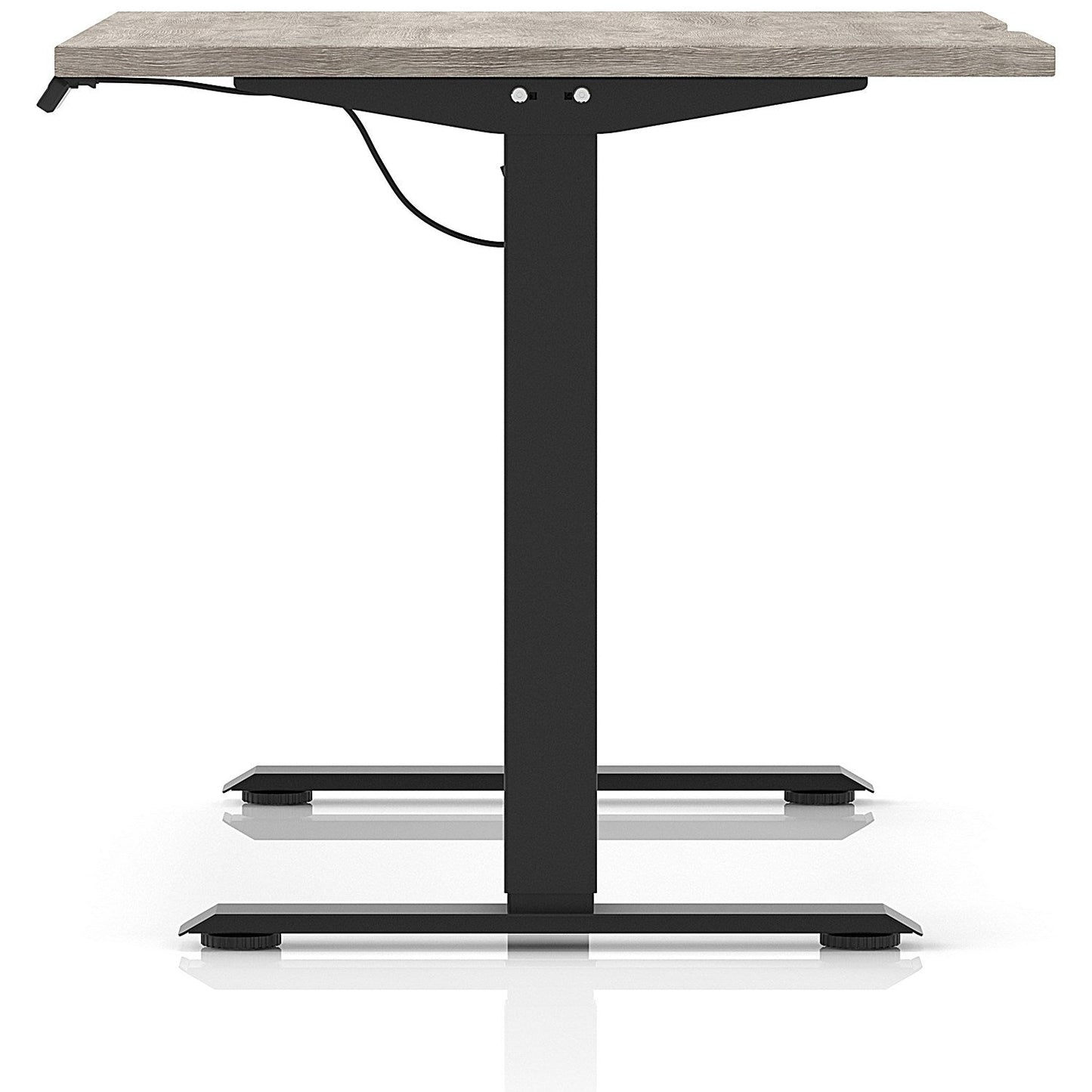 Air 1200mm Scalloped Edge Height Adjustable Desk, Black Leg, Grey Oak