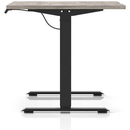 Air 1200mm Scalloped Edge Height Adjustable Desk, Black Leg, Grey Oak