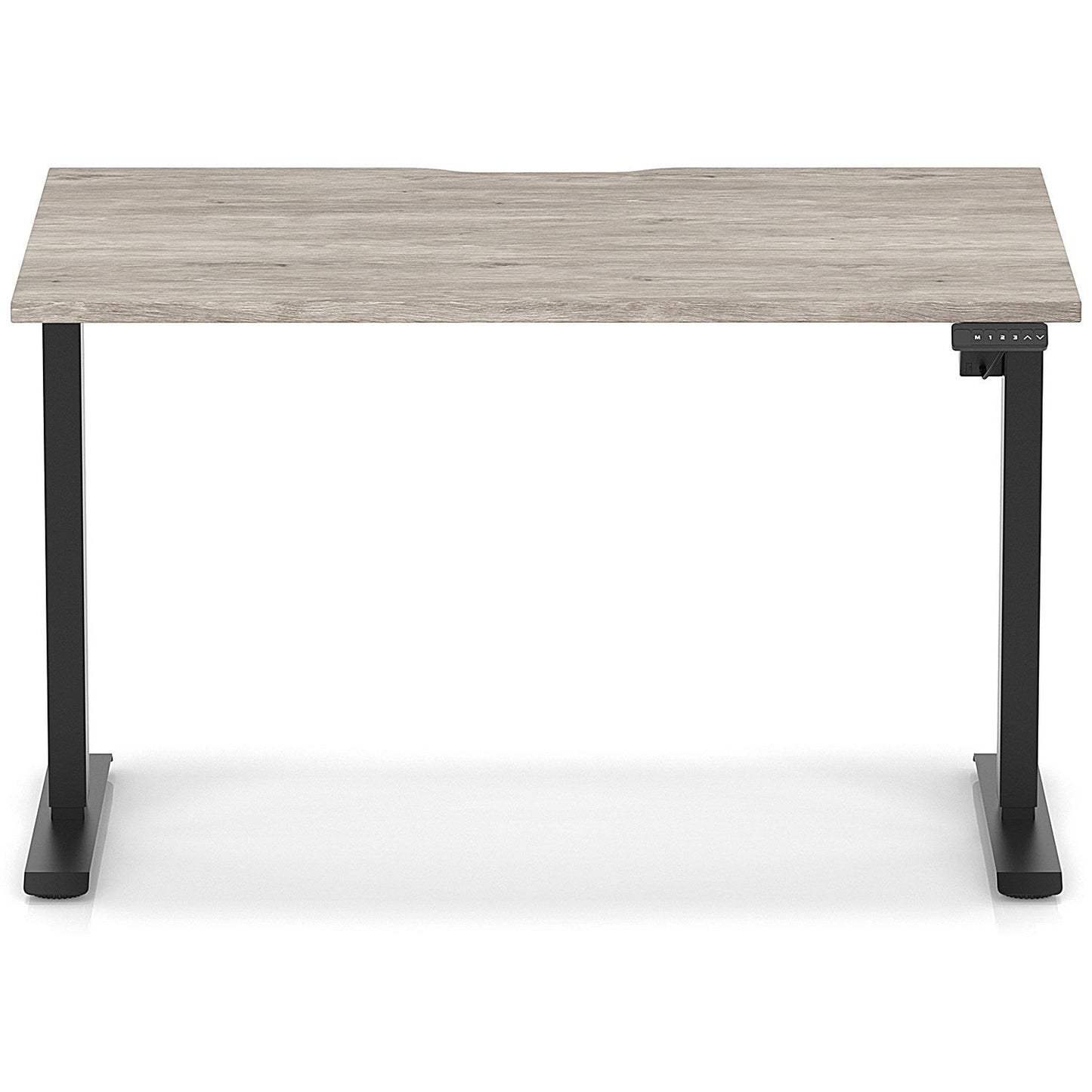 Air 1200mm Scalloped Edge Height Adjustable Desk, Black Leg, Grey Oak