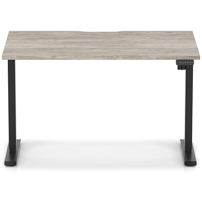 Air 1200mm Scalloped Edge Height Adjustable Desk, Black Leg, Grey Oak