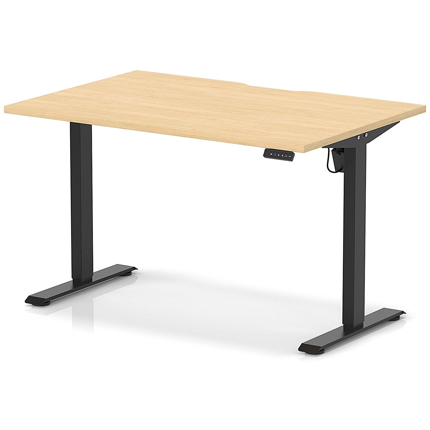 Air 1200mm Scalloped Edge Height Adjustable Desk, Black Leg, Maple