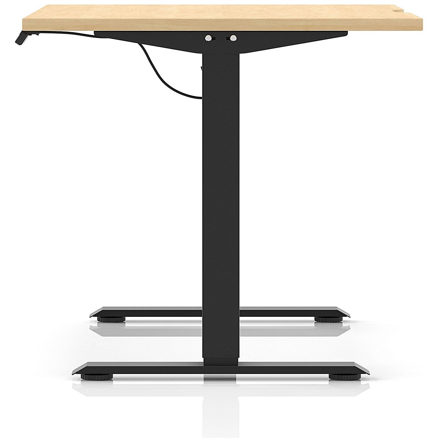 Air 1200mm Scalloped Edge Height Adjustable Desk, Black Leg, Maple