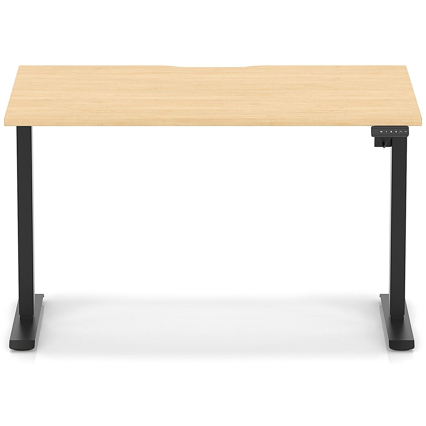 Air 1200mm Scalloped Edge Height Adjustable Desk, Black Leg, Maple