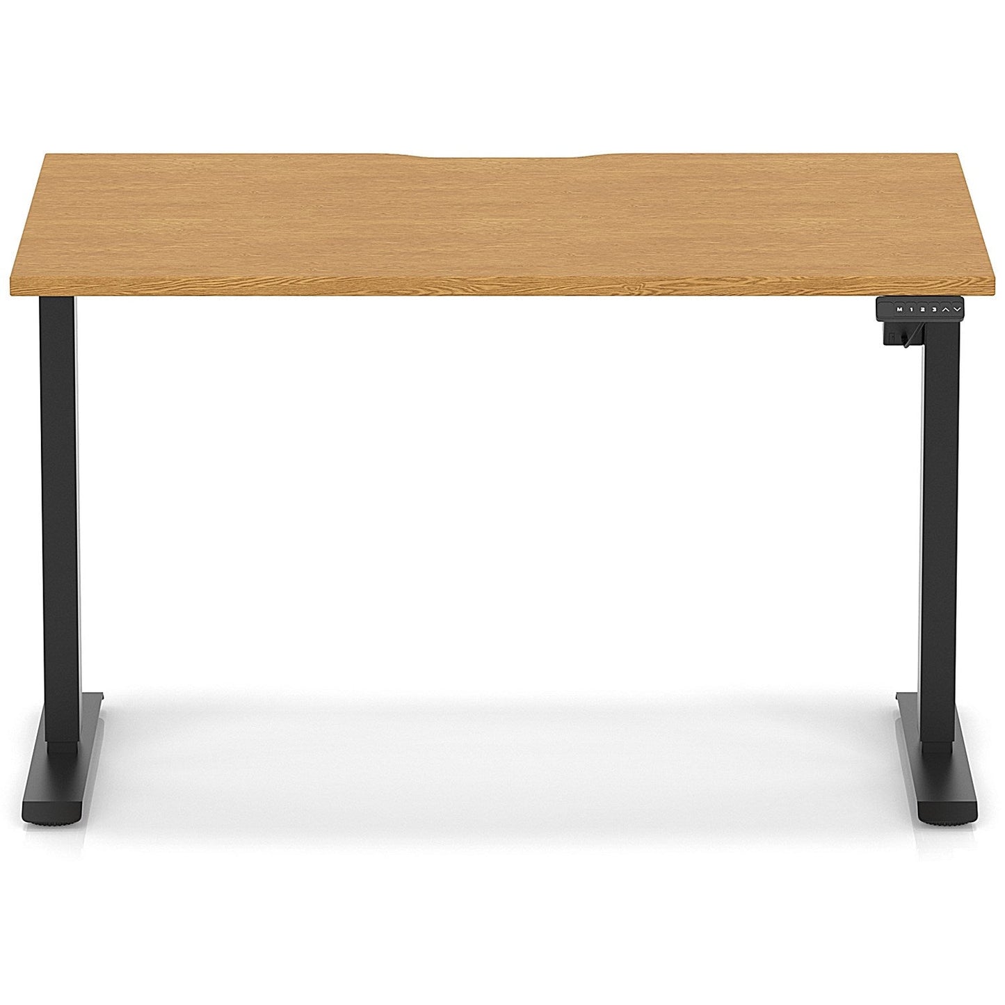 Air 1200mm Scalloped Edge Height Adjustable Desk, Black Leg, Oak