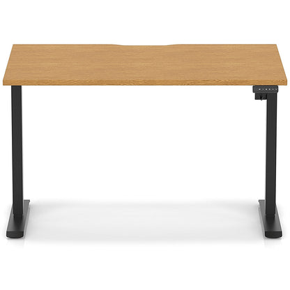 Air 1200mm Scalloped Edge Height Adjustable Desk, Black Leg, Oak