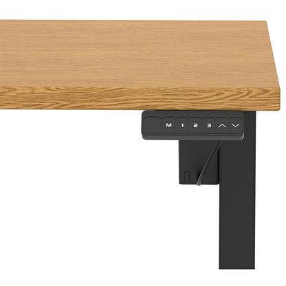 Air 1200mm Scalloped Edge Height Adjustable Desk, Black Leg, Oak