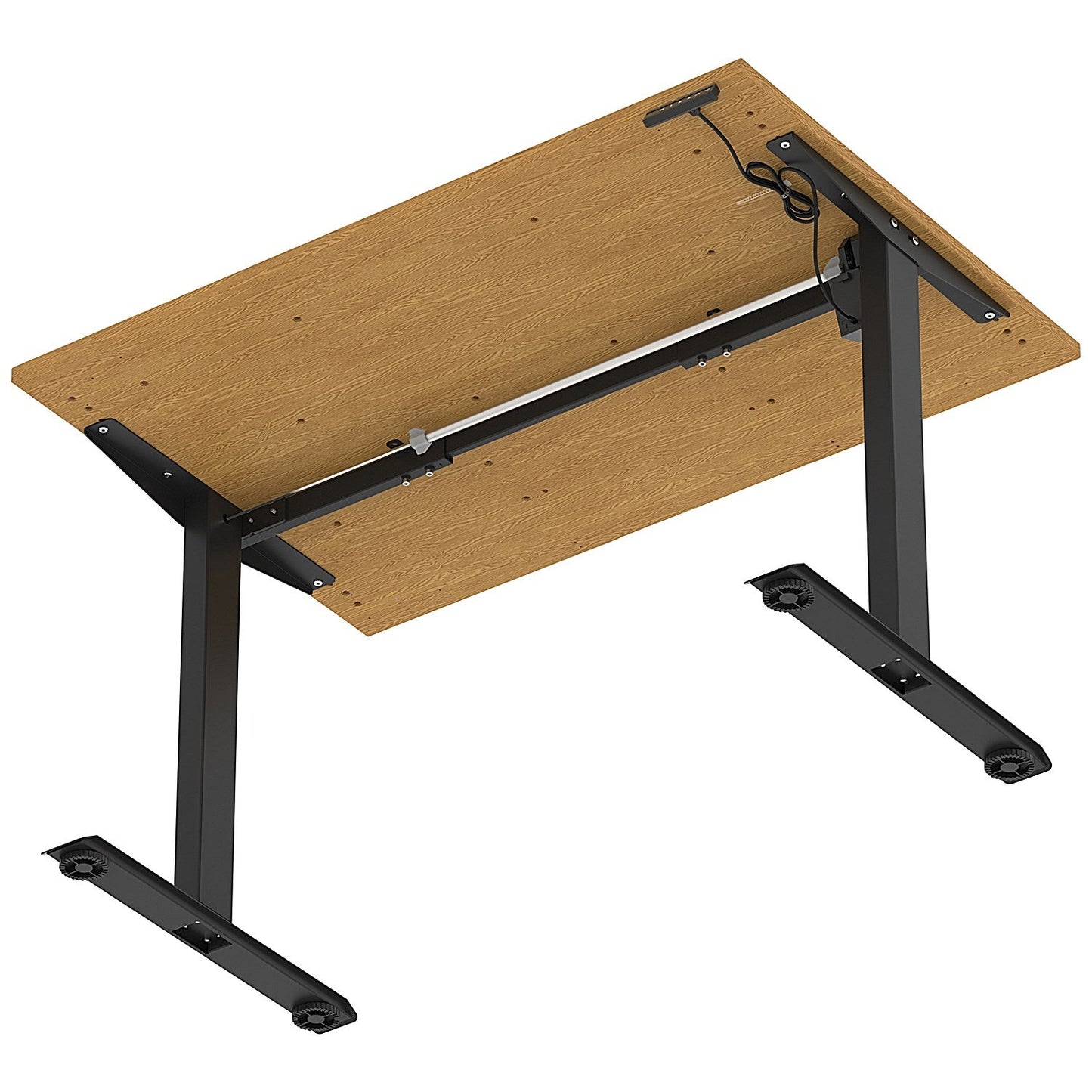 Air 1200mm Scalloped Edge Height Adjustable Desk, Black Leg, Oak Easy2Order : HA04002