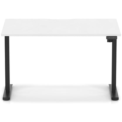 Air 1200mm Scalloped Edge Height Adjustable Desk, Black Leg, White