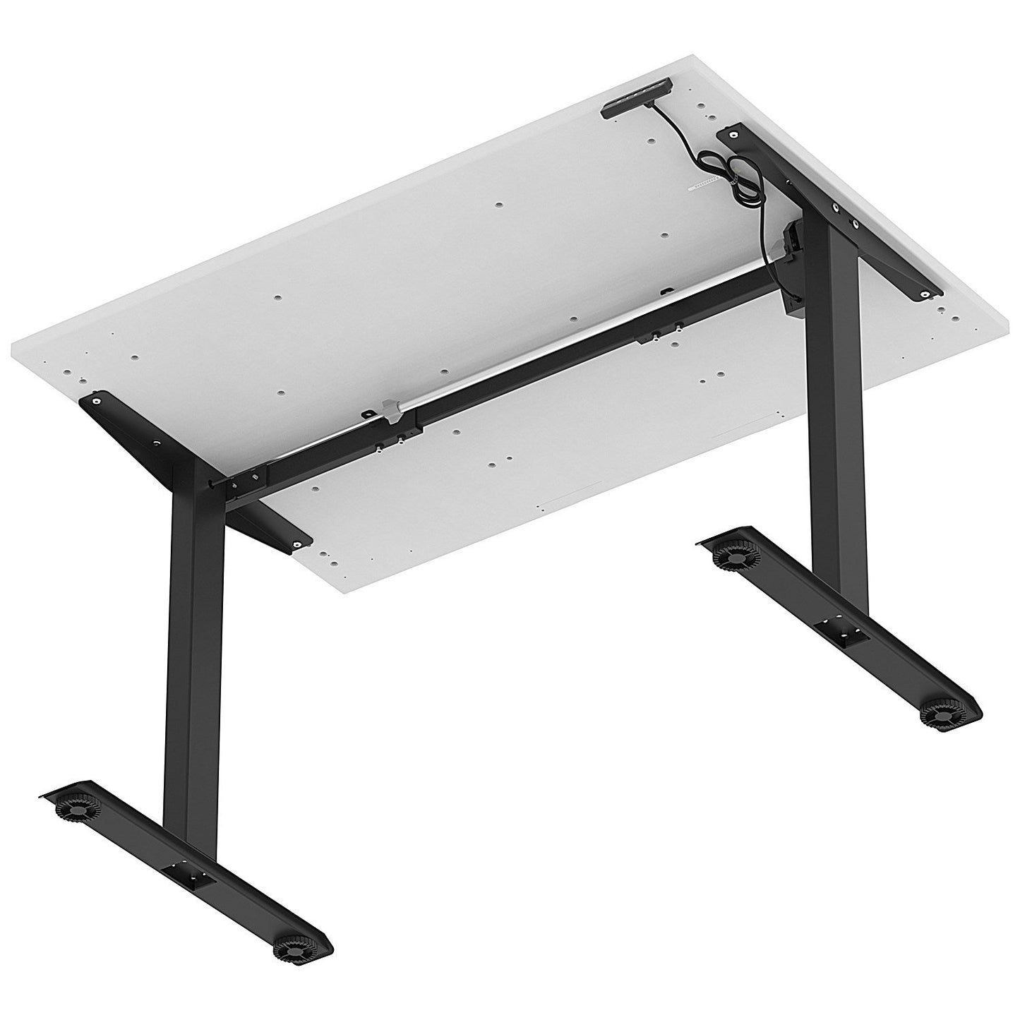 Air 1200mm Scalloped Edge Height Adjustable Desk, Black Leg, White Easy2Order : HA04003