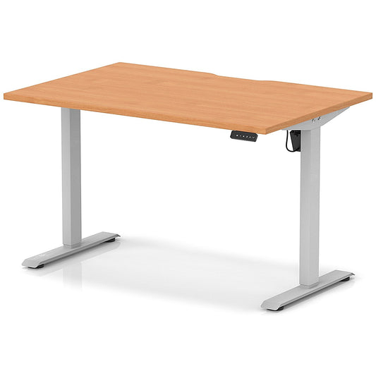 Air 1200mm Scalloped Edge Height Adjustable Desk, Silver Leg, Beech