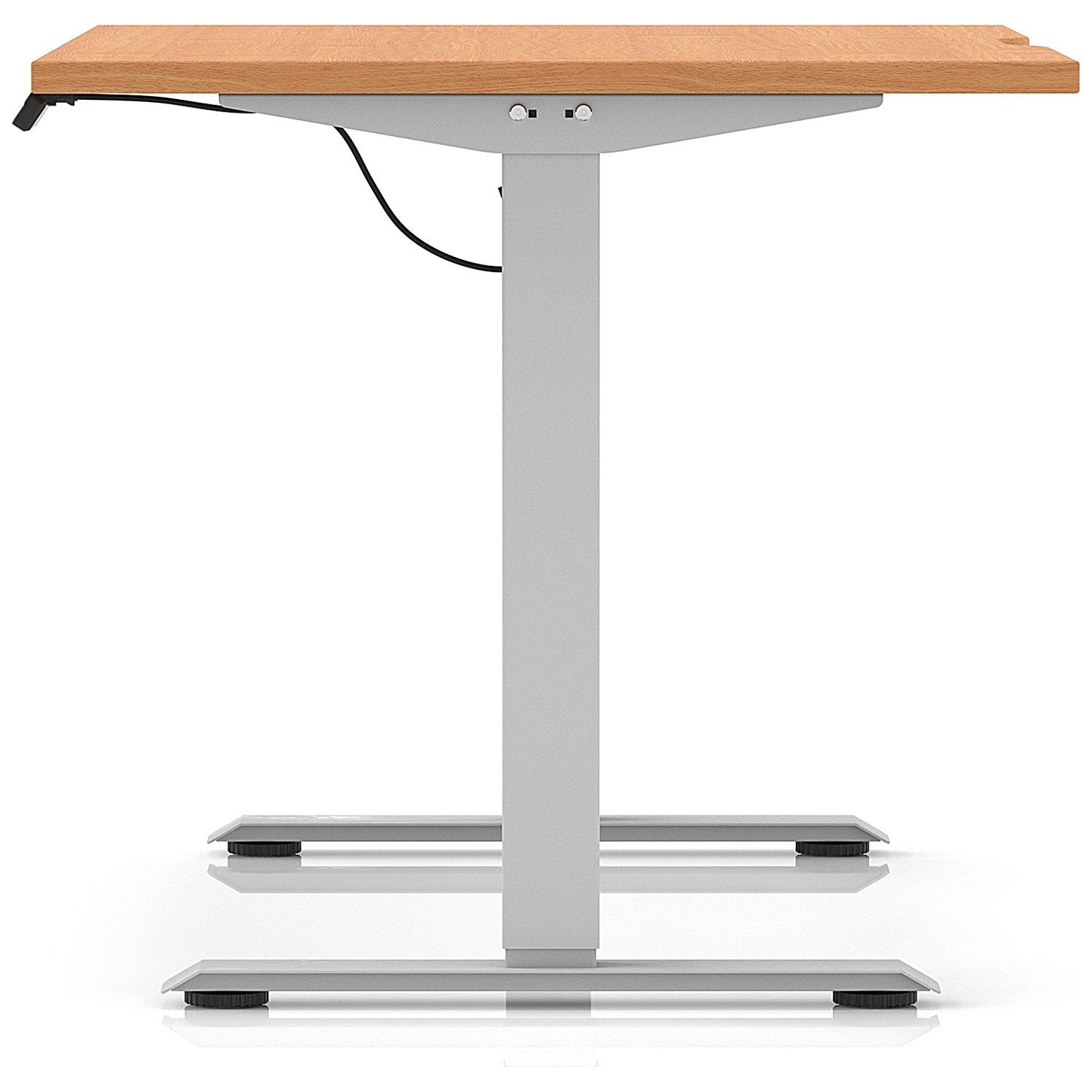 Air 1200mm Scalloped Edge Height Adjustable Desk, Silver Leg, Beech